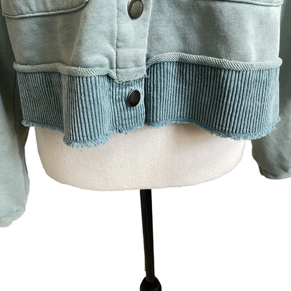 POL Teal French Terry Knit Boho Jacket Corduroy SMALL - Picture 7 of 12